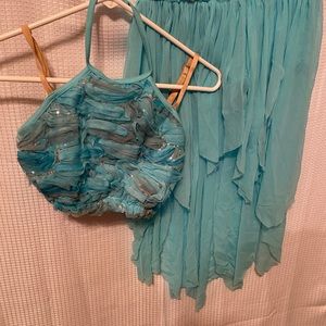 Weismann two piece blue dance costume.
